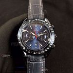 Perfect Replica Omega Speedmaster Dark Blue Face Dark Blue Leather 40mm Watch 